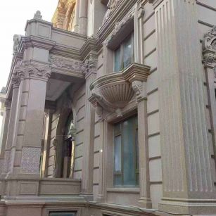 四平 黄金麻花岗岩光面别墅外墙干挂施工完成