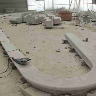 四平 芝麻白花岗岩弧形花坛石，坐凳石