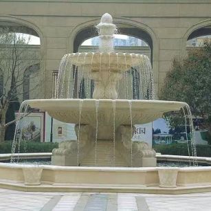 四平 黄金麻花岗岩异型加工——户外庭院石雕流水喷泉