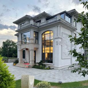 四平 白麻花岗岩私人别墅干挂石材豪华定制