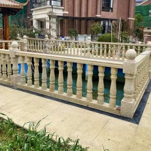 四平黄金麻花岗岩石材栏杆，扶手，将军柱，花瓶柱