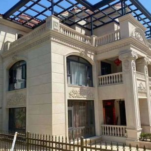 四平 黄金麻花岗岩荔枝面别墅外墙干挂