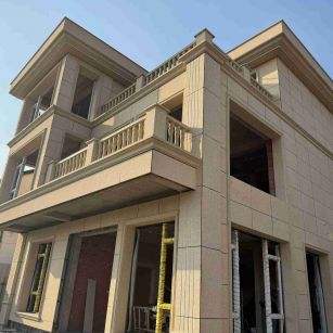 四平 黄金麻花岗岩石材荔枝面外墙干挂效果展示