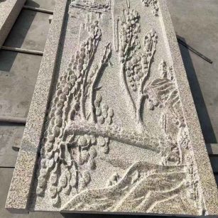 四平 黄金麻雕刻板浮雕迎客松