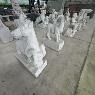 四平 芝麻白花岗岩造型立体雕刻——十二生肖