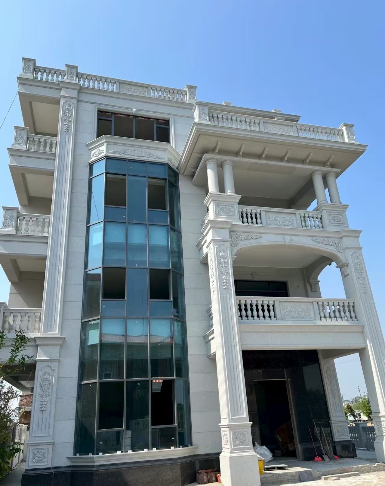 四平 白麻花岗岩别墅外墙干挂效果展示