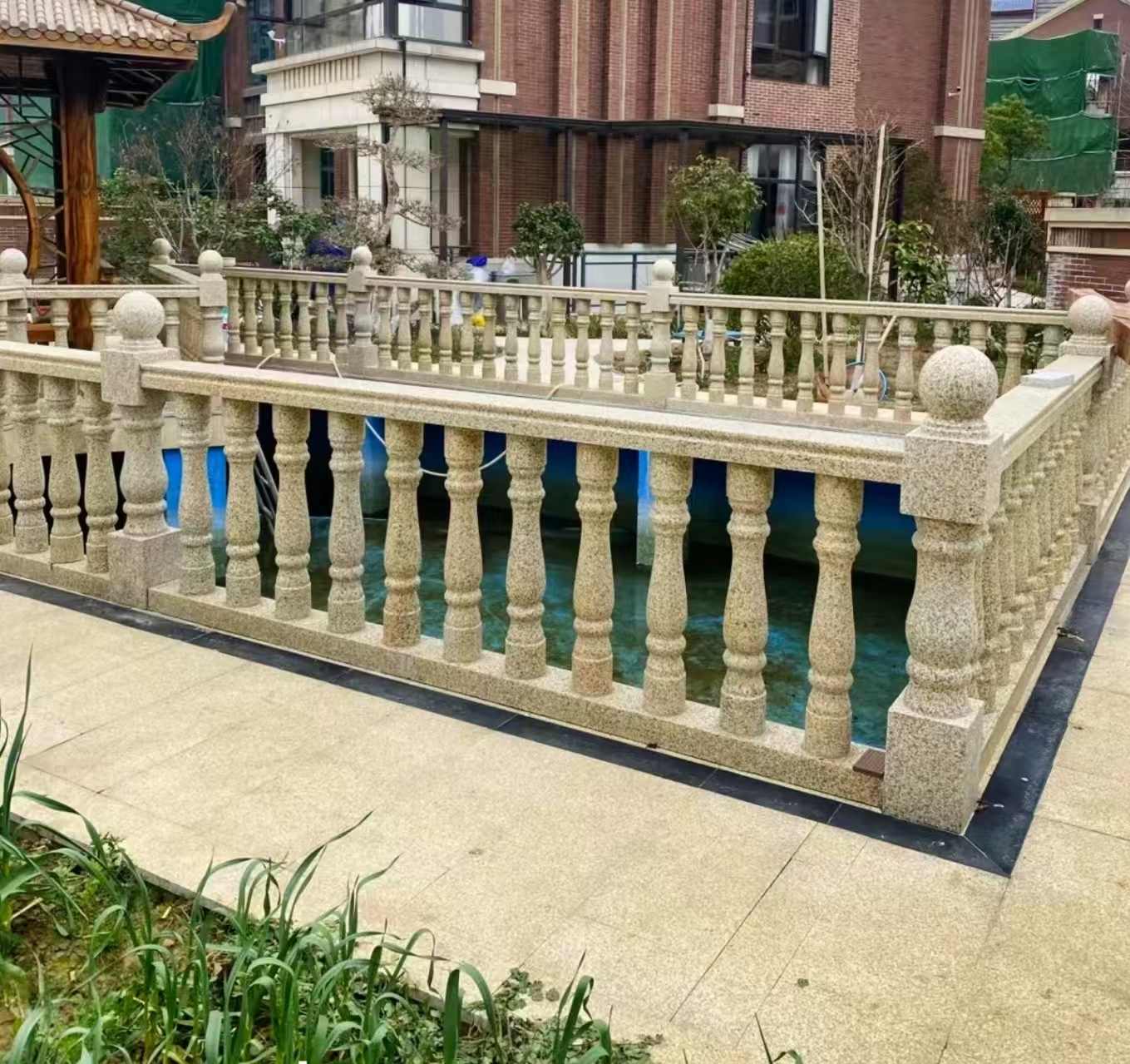 四平黄金麻花岗岩石材栏杆，扶手，将军柱，花瓶柱