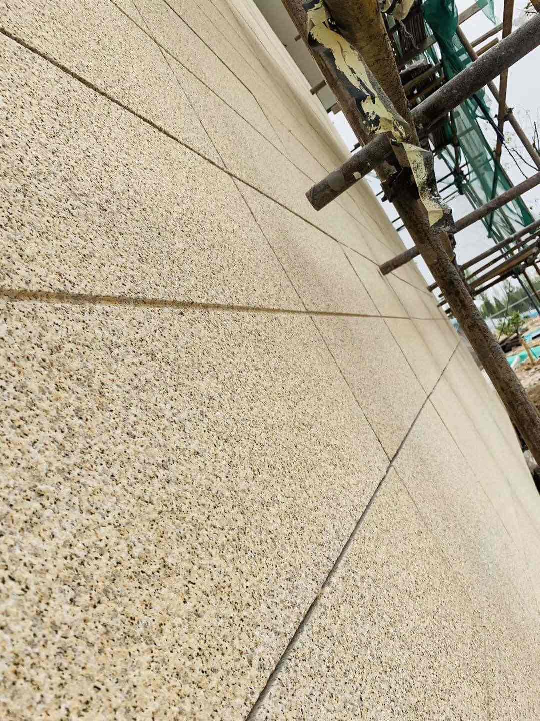 四平 黄金麻花岗岩荔枝面外墙干挂石材效果示例